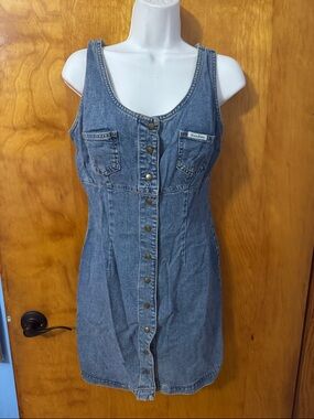 Vintage Guess Blue Denim Tank Dress with Chest Pocket